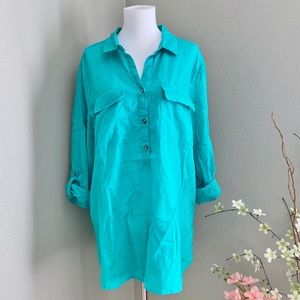 Old Navy Teal Linen Blend Tunic